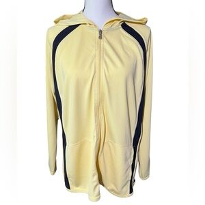 SJB Active Pale Yellow and Navy Women's Hooded Jacket, size 1X